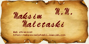 Maksim Maletaški vizit kartica